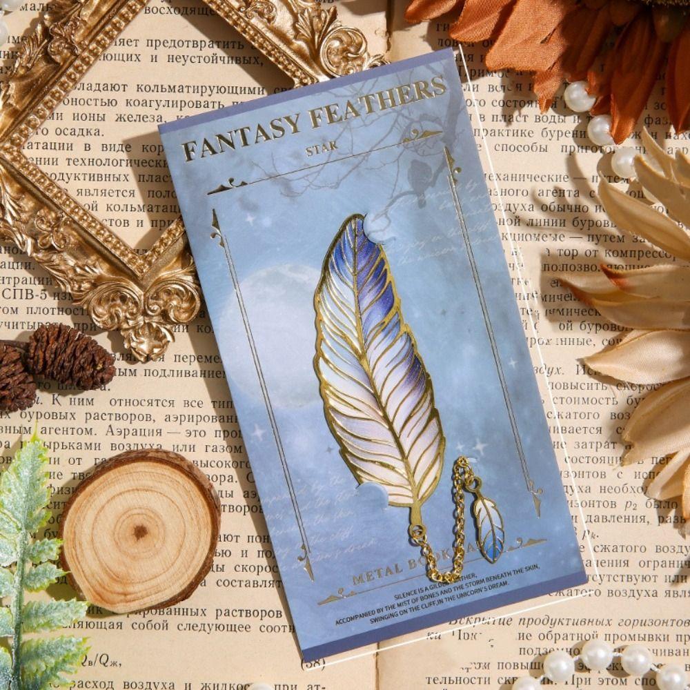 Metal Chain Feather Bookmark Reading Mark Pendant Bookmark Aesthetic Vintage Book Clip Book Club