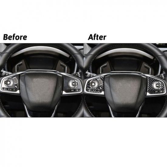 For Honda CR-V 2017- Carbon Fiber Interior Steering Wheel Button Cover Trim