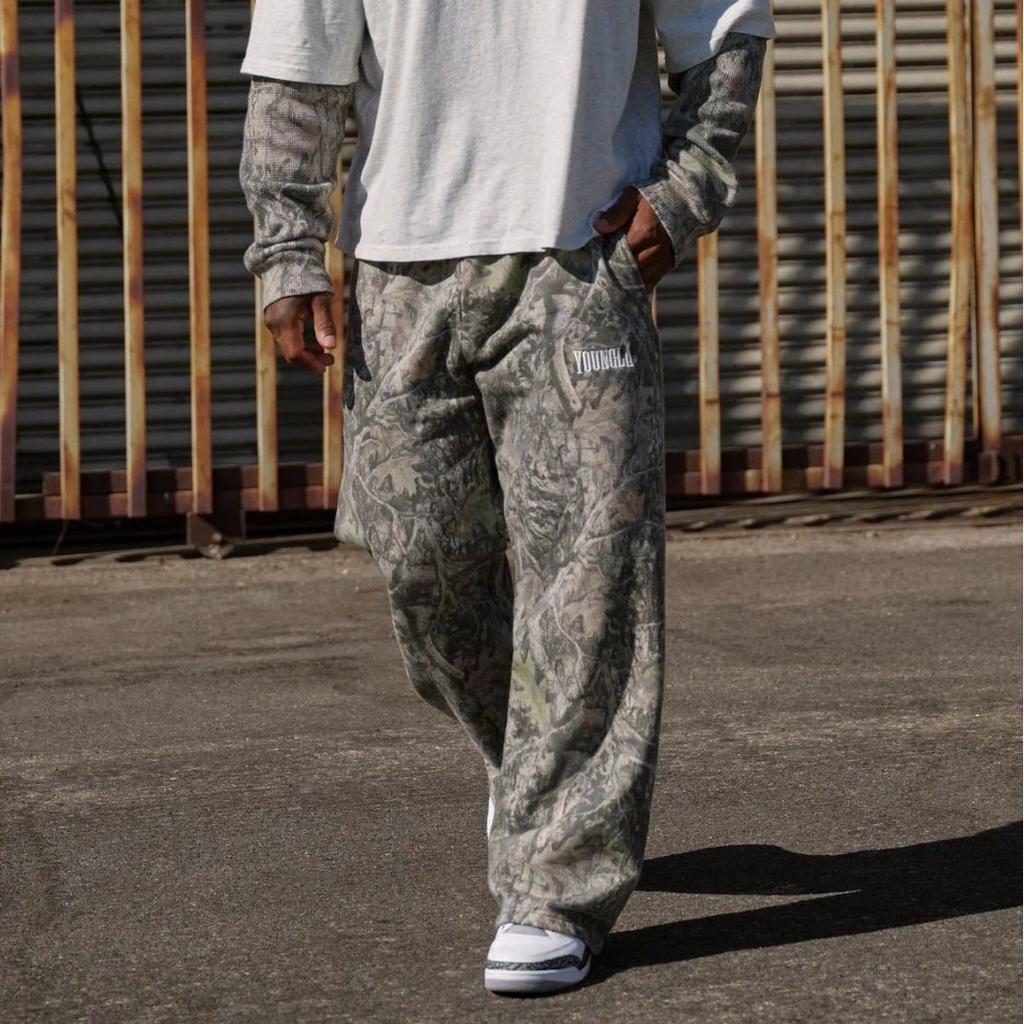 YOUNGLA Men's Gym Joggers High Street Vintage Print Sweatpants Quick Dry Casual Running Pants
