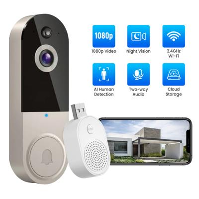 Wireless Safe Doorbell Camera 1080p Resolution Real-Time Communication AI Motion Detection Easy Installation Wi-Fi Video Doorbell
