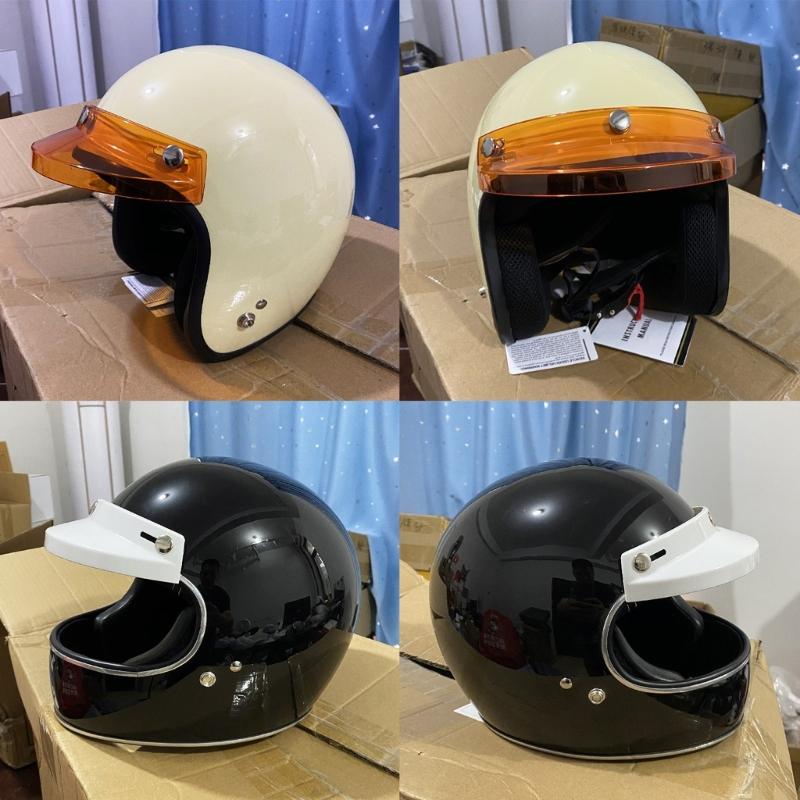Universal 3 Snap-Button Visor Flip Up Wind Shield Fit for Open Face Motorcycle-Helmet Anti-UV Fog Windproof Accessories