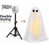 Adjustable Tripod Ghost Stand Halloween Decoration with Broom, Spooky Sequins Mesh White Ghost, Cute Reusable Figure Standing for Party, Home, Table,