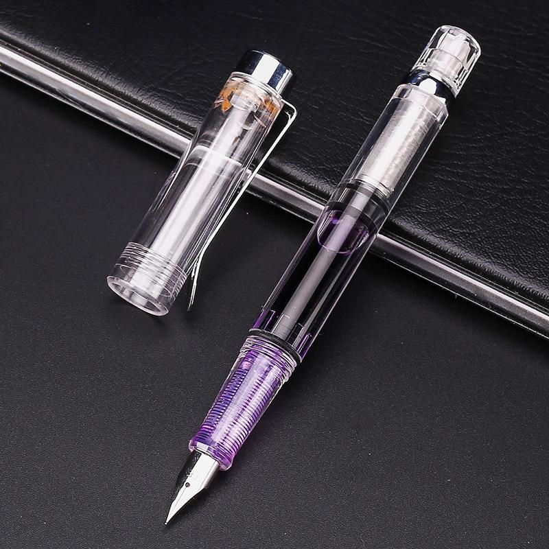 14 Colors Piston Fountain Pen EF/F Nib Plastic Ink Pen Silver Clip PK Hongdian Lanbitou 3059 Office School Supplies Stationery