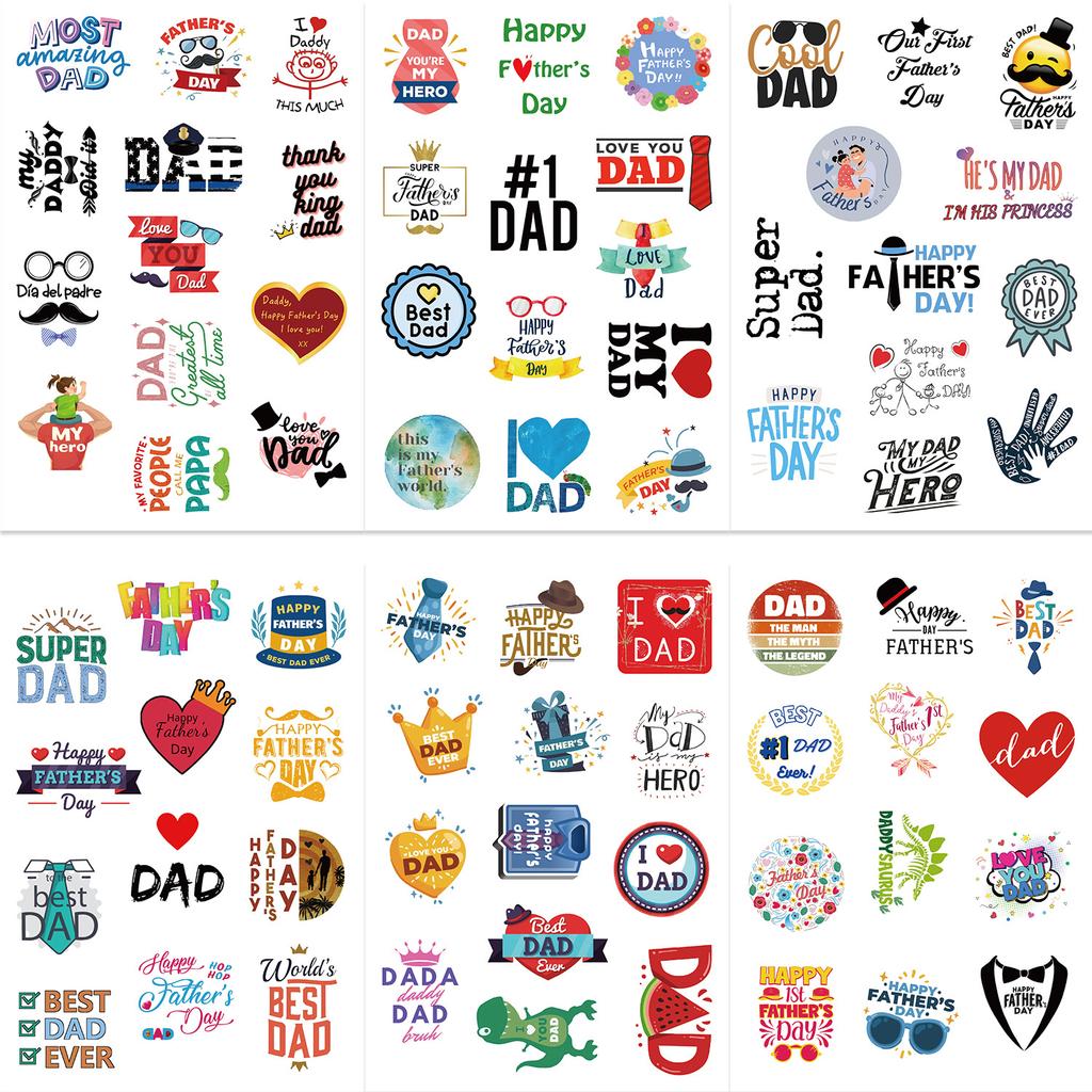 8 Father's Day Stickers Can Be Waterproof Diary Hand Stickers Gu Card Stickers DIY Decorative Stickers Stickers