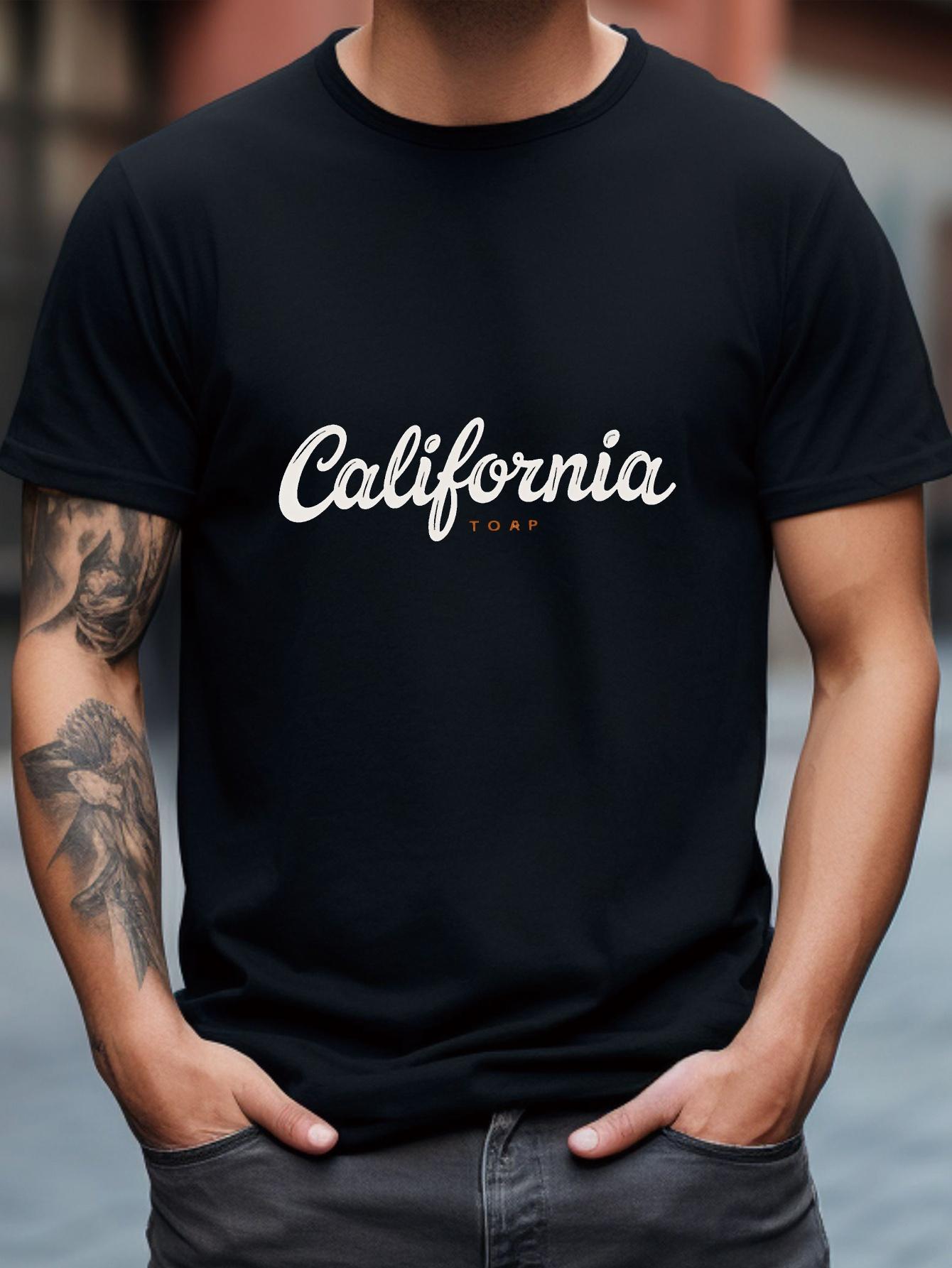 California Print Cotton Blend T-shirt - Breathable Micro-Stretch Knit S