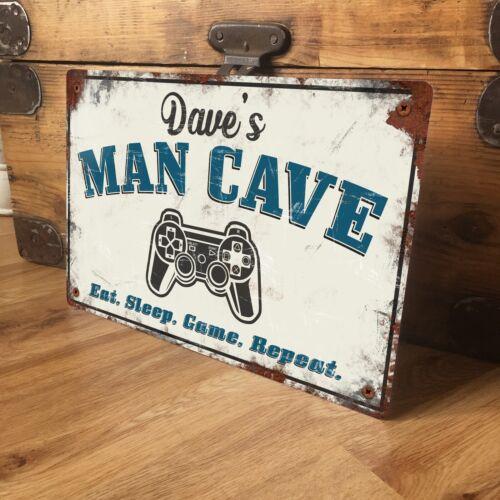Gamer Man Cave Sign Personalised Metal Plaque Vintage Retro  8x12 inchAluminum 30x40cm(11.8x15.7inch)
