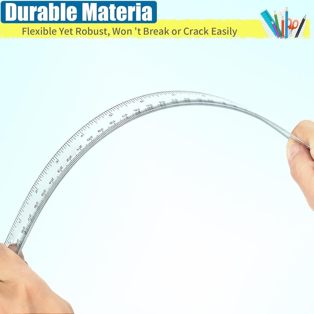32 Pack Clear Ruler 12 Inch Bulk with Centimeters and Millimeters, Metric Rulers Measuring Drawing Tool for Kids, Ideal Back to School Office Home