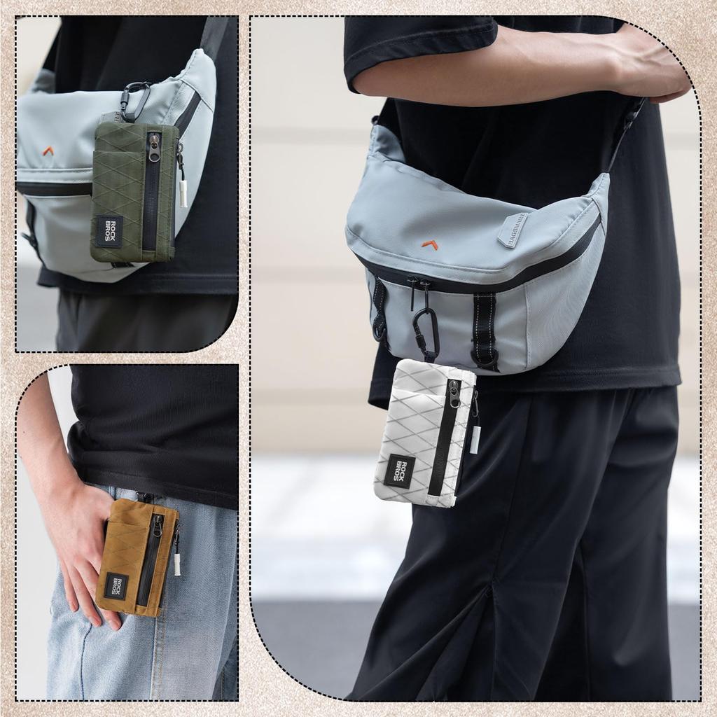 ROCKBROS Small Coin Card Wallet with Carabiner and Key Lightweight and Available in 5 Colors for Men and Women Purse, Case, 5-Pocket Ring, Compact,