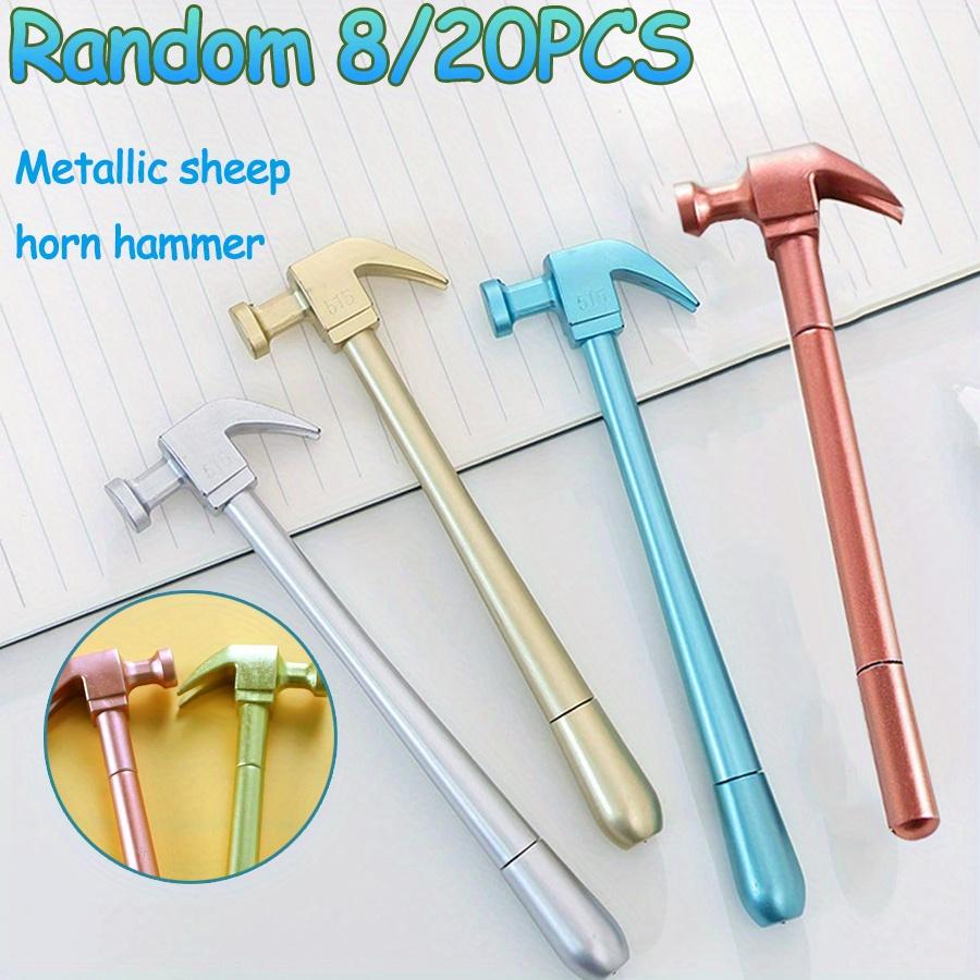8/ 20 Pcs Creative Hammer-Shaped Gel Pen Funny Toy 0.5mm Black Ink Multicolor Quick-Drying Water Pen Ideal for Students & Gift Back To School