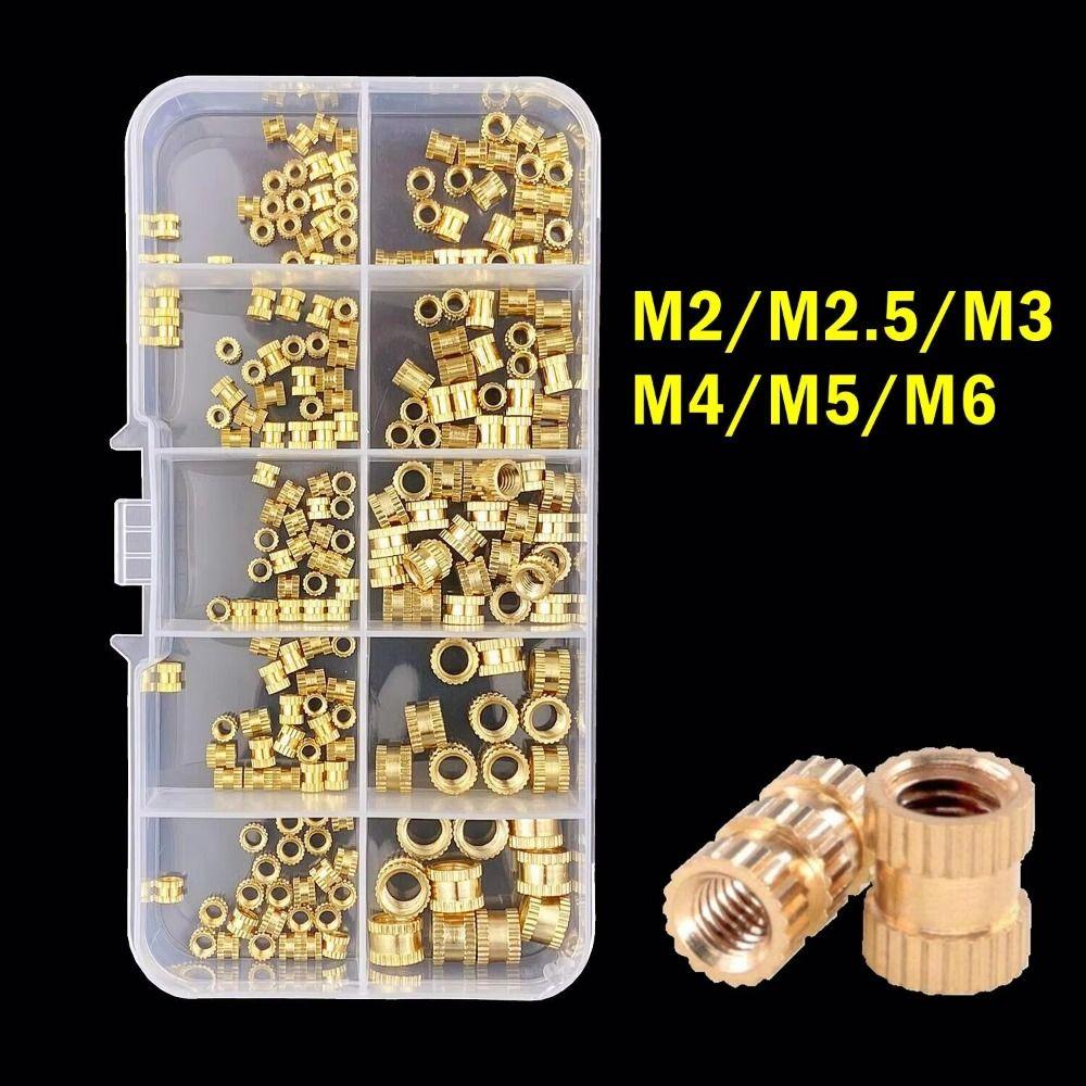 220Pcs Brass Brass Heat Insert Nuts Knurled Surface Hot Melt Nut Insert  Printer Applications