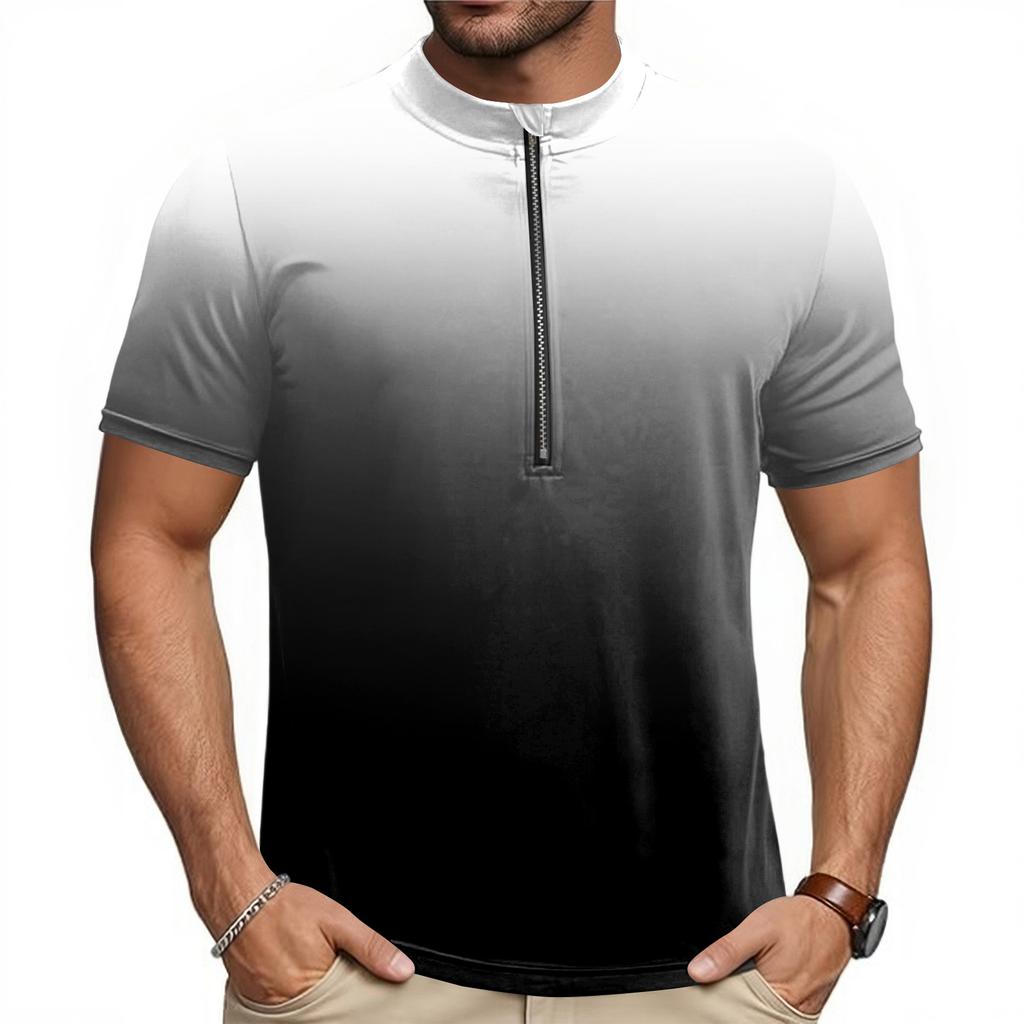 Herren Kurzarm Fahrradtrikot Atmungsaktiv Schnelltrocknendes Material Halber Reißverschluss Leichte Sportbekleidung für Outdoor-Sportarten