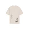 Li-Ning X Disney Pinocchio Series Hand-Painted Cartoon Print Casual Loose Short-Sleeve T-Shirt Men Tops White Sand-Grey AHSS451-1