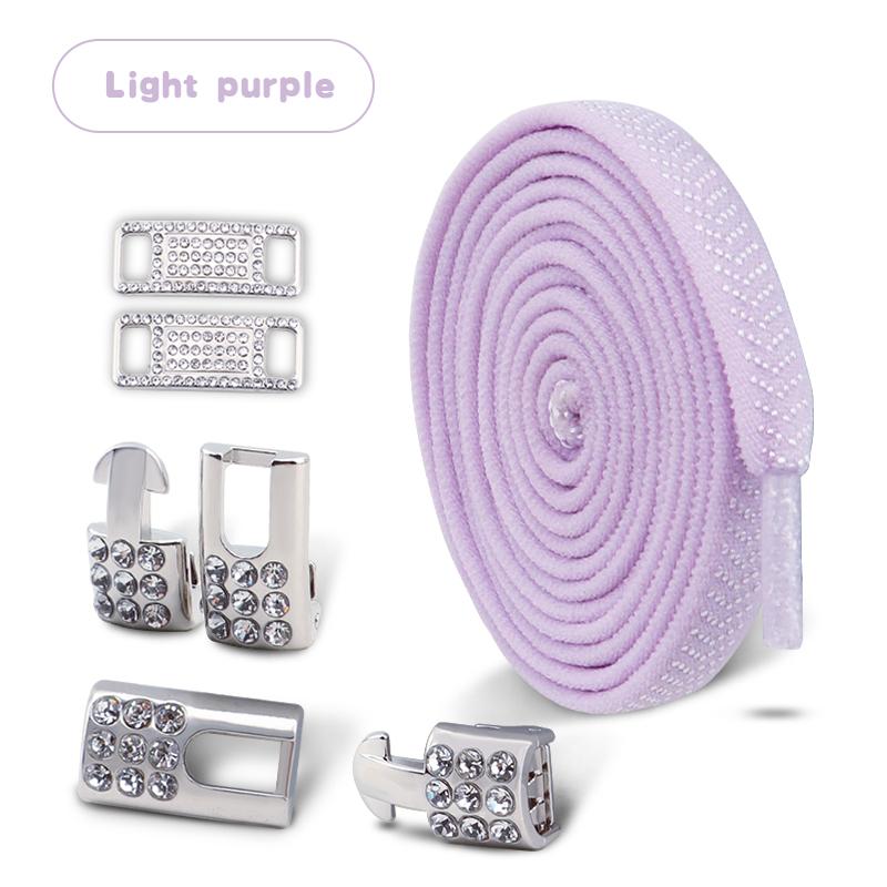 No Tie Shoe laces Elastic Laces Sneakers Tennis Silver Diamond buckle Shoelaces without ties Flat Shoelace for Shoes accessories