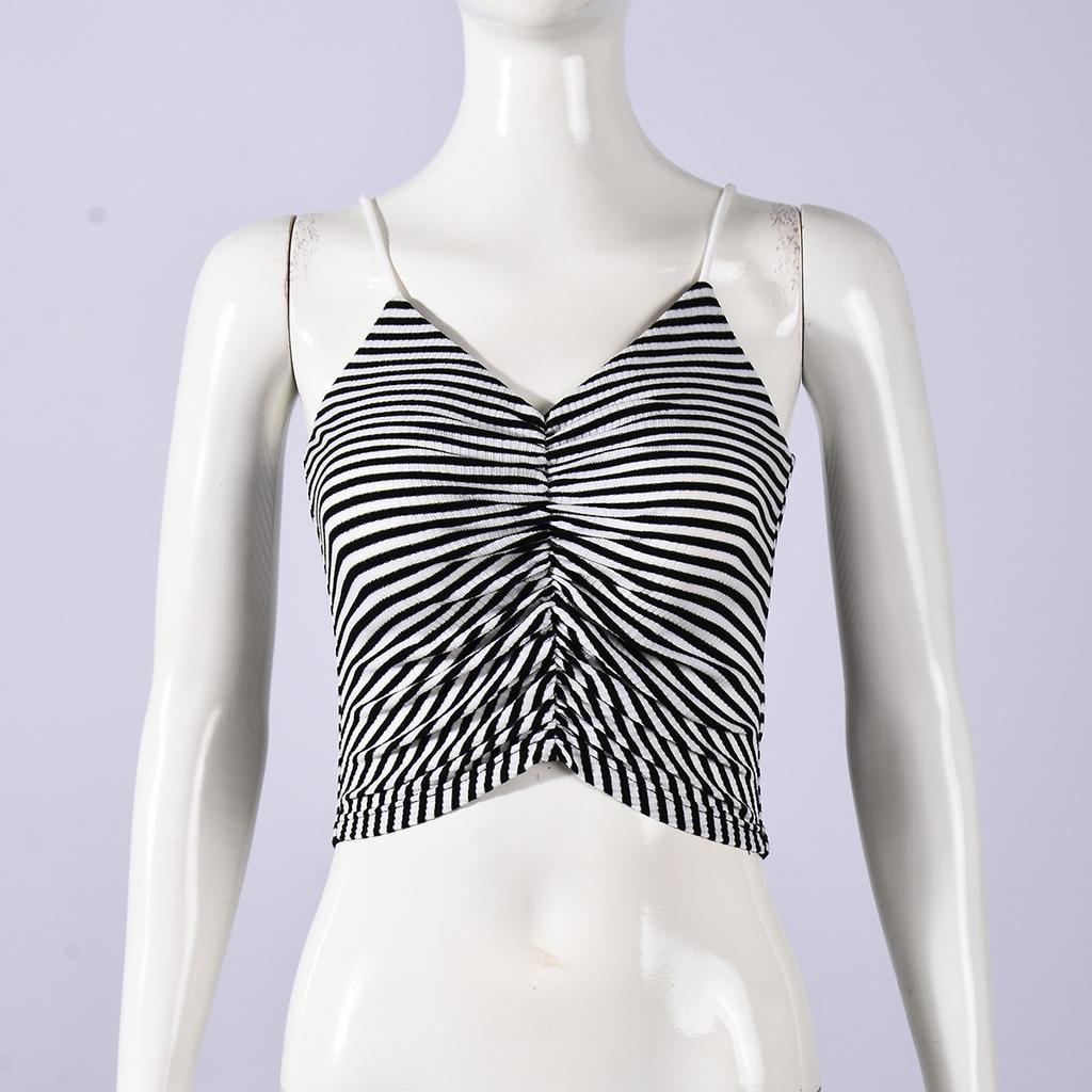 Sexy female new product chest wrap sleeveless hollow striped pleated backless thin European and American suspenders, tops