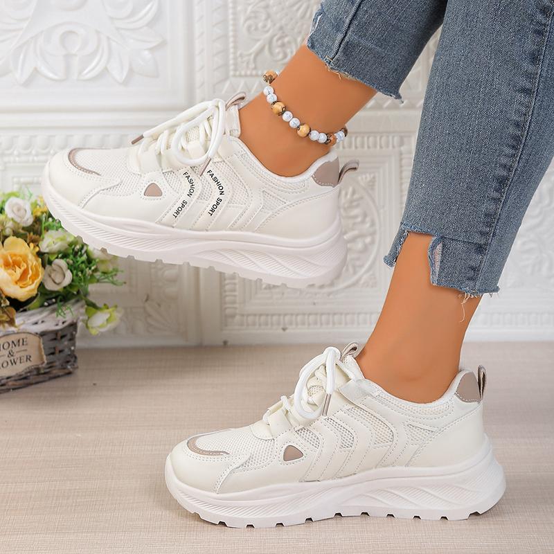 Non Slip Breathable Sports Shoes for Women 2026 Autumn Fashion Platform Sneakers Woman Lace Up Thick Sole Mesh Vulcanized Shoes