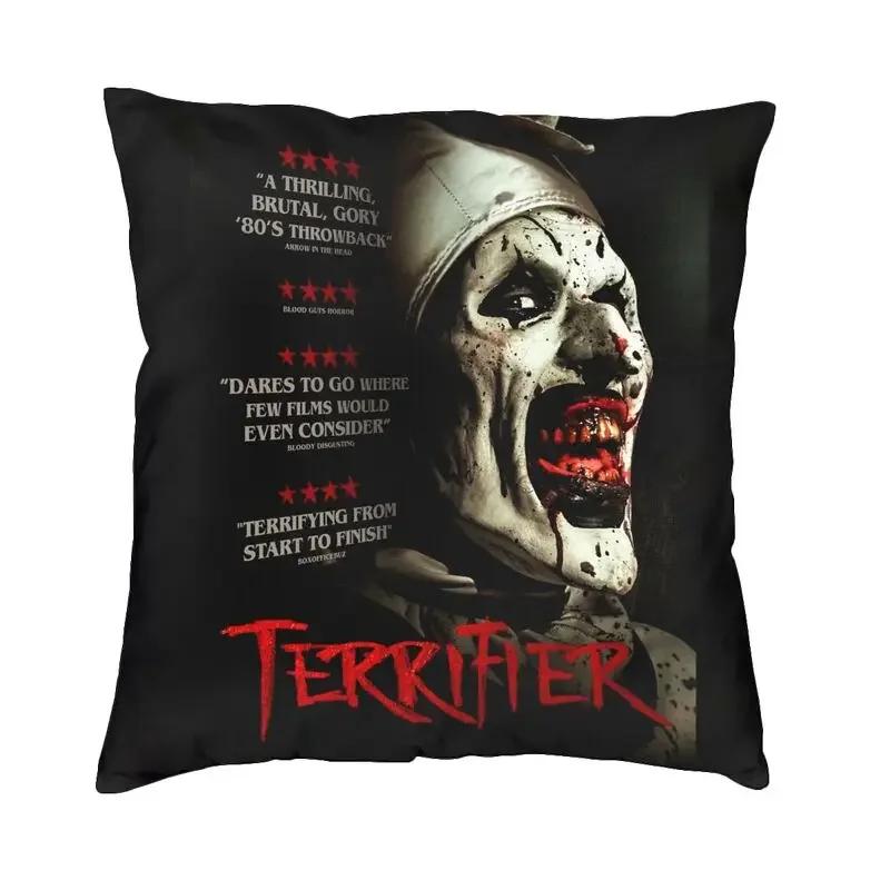 Horror Clown Halloween Movie Terrifier Cushion Cover Velvet Pillow Case Sofa Chair Square Pillowcase Living Room Decoration