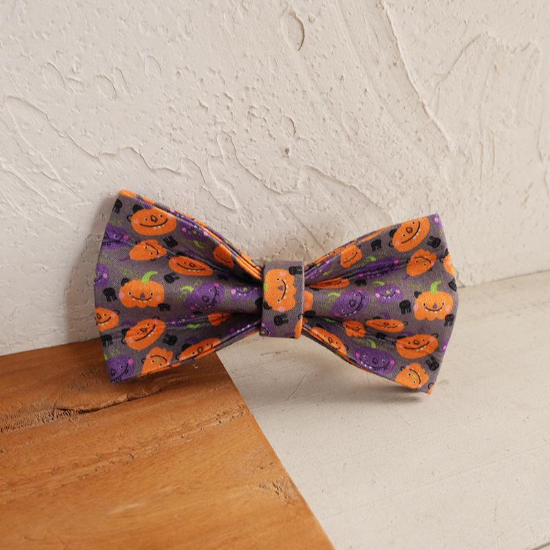 MUTTCO Pumpkin Sprite Pet Collar with Teddy Bow Tie Ornament S