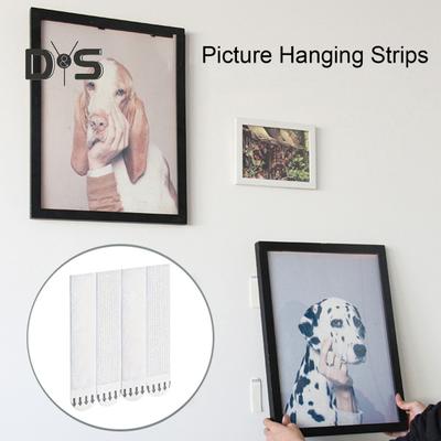 12 paia di strisce per appendere quadri, resistenti, adesive, rimovibili, senza chiodi, per montaggio cornici fotografiche, opere d'arte, poster, nastri adesivi da parete