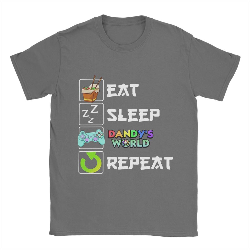 Funny Eat Sleep Dandys World  T-Shirt for Men Round Collar Pure Cotton T Shirts Spruki Short Sleeve Tees Adult Tops