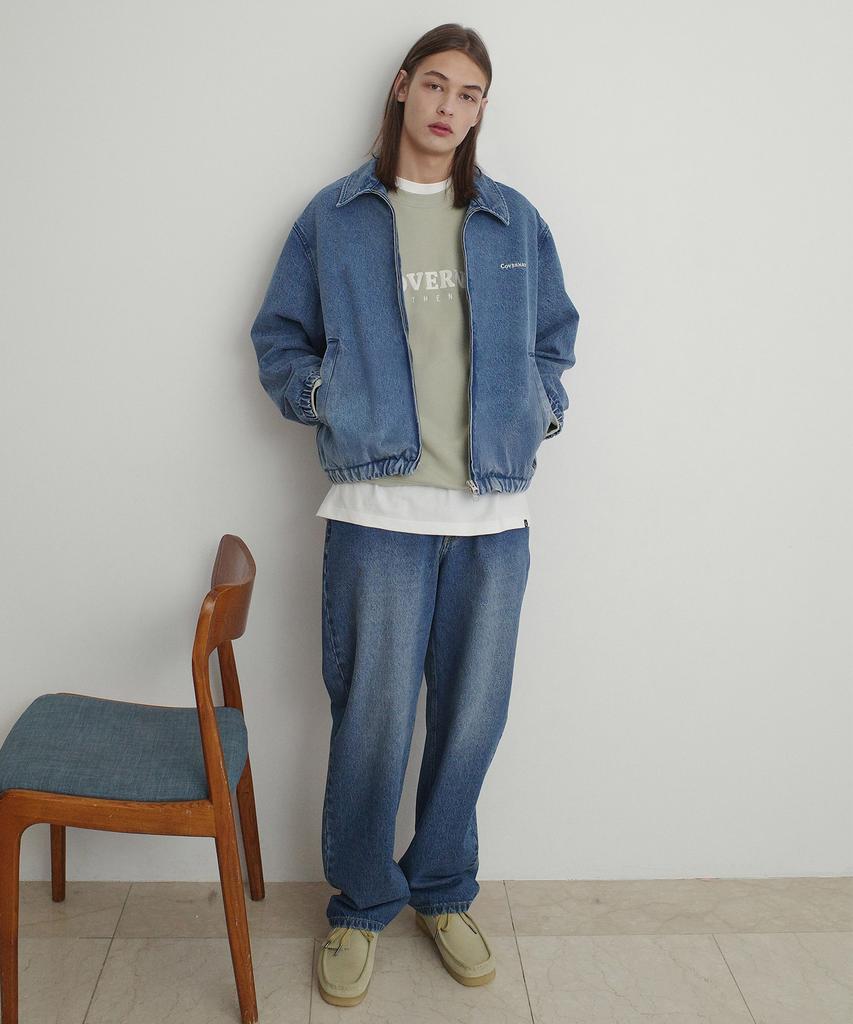 COVERNAT Denim Zip-Up Jacket Blue