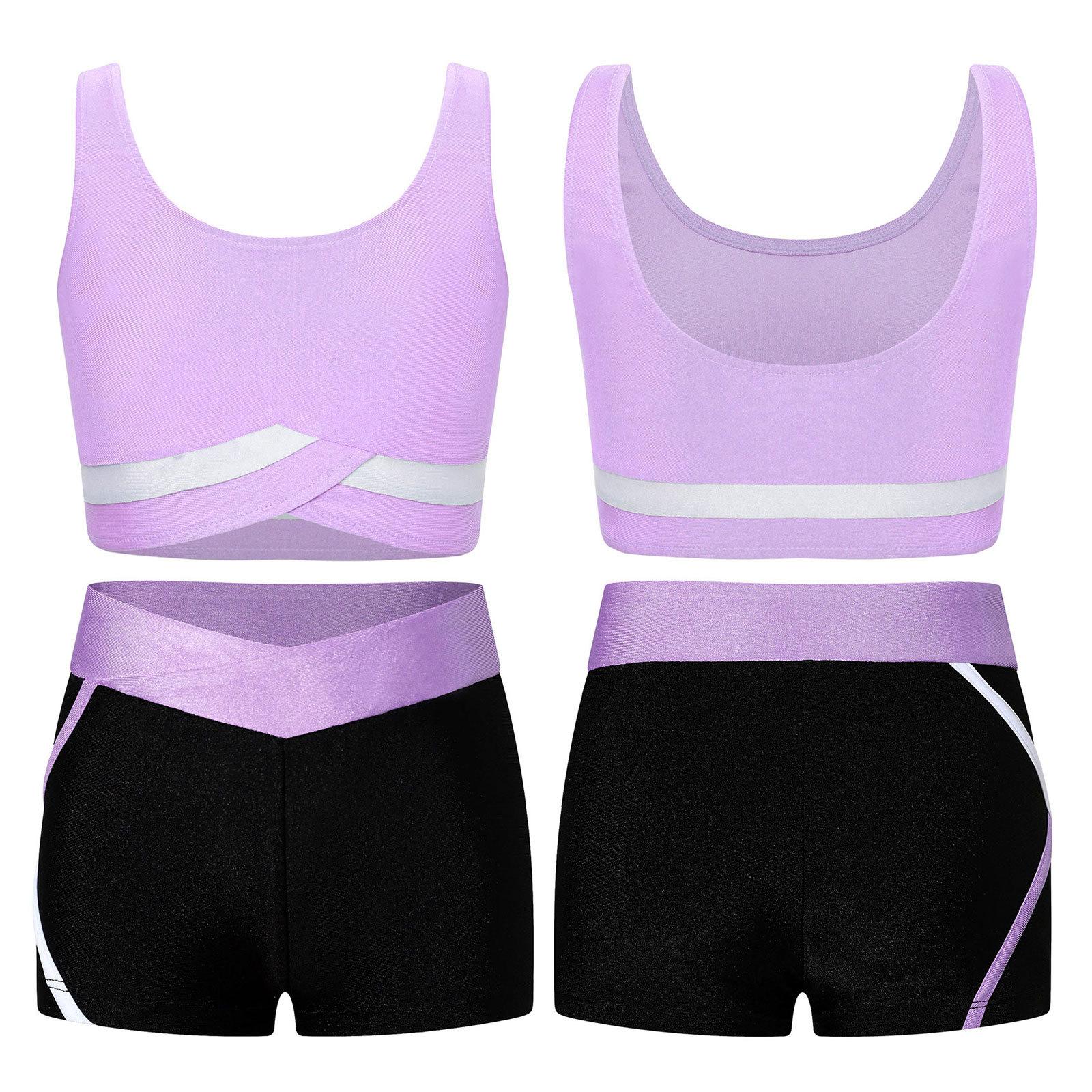 

Комплект бікіні танкіні для дівчаток, безрукавка та шорти, спортивний костюм із двох частин, спортивний одяг, дитячий спортивний комплект одягу 5-6 Years світло-фіолетового кольору