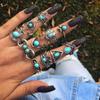 New European and American vintage ring set Water drop geometric women's joint tail ring