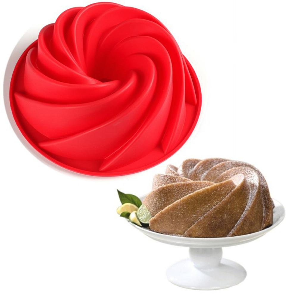9 Zoll Spiralförmige Lebensmittelqualität Silikon Kuchenform Pfanne 3D Form Brot Bäckerei Backwerkzeuge