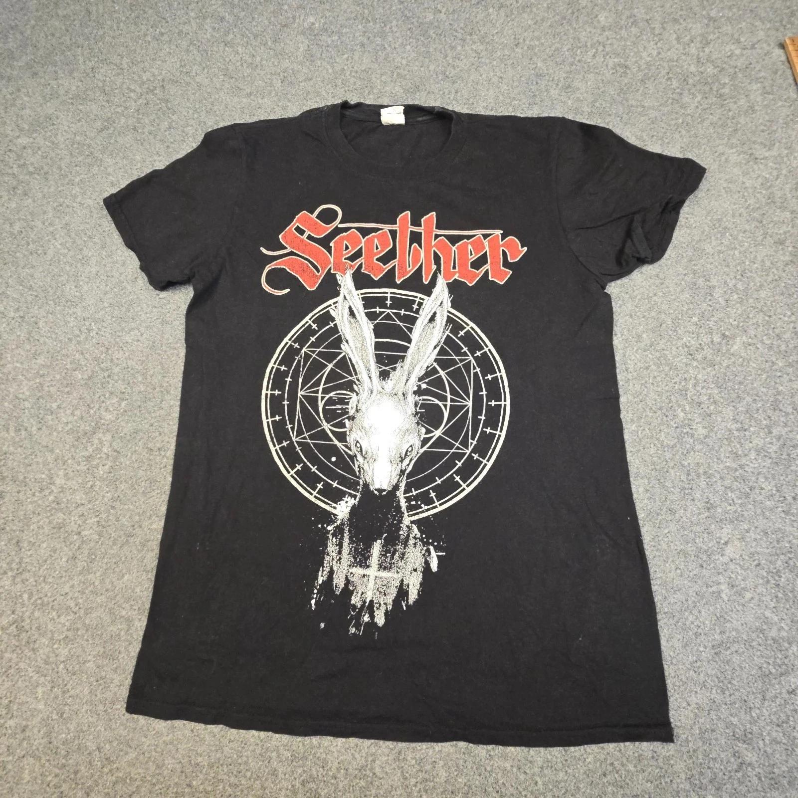 Seether Shirt Mens MEDIUM Black Short Sleeve Poison the Parish tour 2018 Size M S