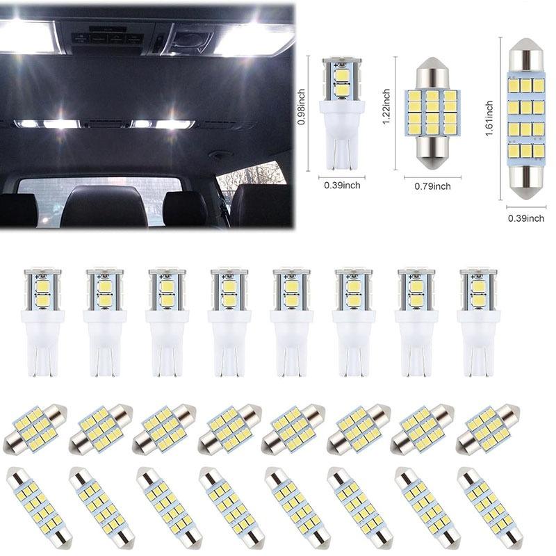 24pcs Led Bulb Set T10 DC 12V White Light Car Light Bulb Suitable for Reading Light/License Plate Light/Interior Light