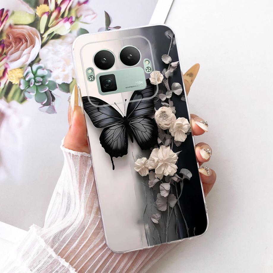 

Luxury Flower Cartoon Clear Phone Case For Realme GT8 GT 8 Pro RMX5210 Funda Shockproof Soft TPU Silicone Back Cover Coque Realme GT 8