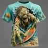 Horror Zombie Print T Shirt For Men Hip Hop Trend Harajuku Halloween Party Clothing Casual O-neck Loose Short Sleeve Tees