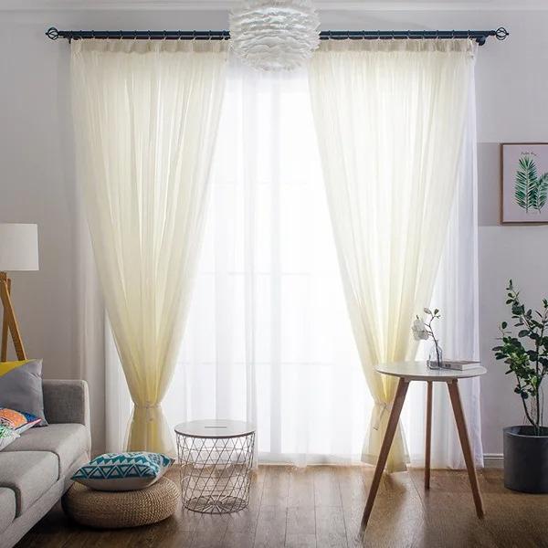 Basic Rod Pocket Sheer Voile Window Curtain Panels White One 1pc for Kitchen Bedroom Children's Room Living Room Decoration