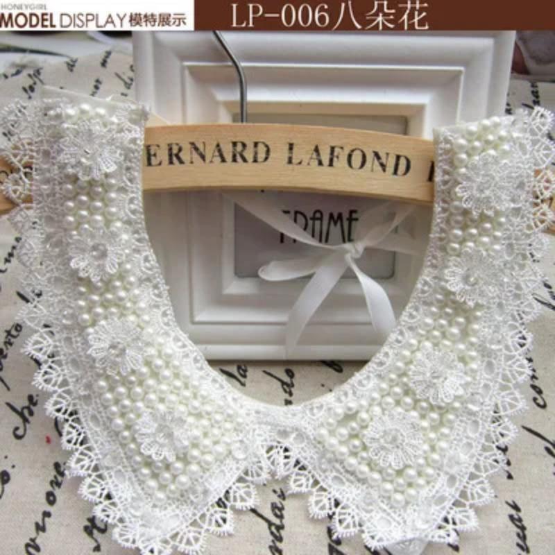 Fashion Wild Retro Beaded Sequins Rhinestones Pearl Lace Collar False Necklace DIY Clothes Shirt Sweater Decoration
