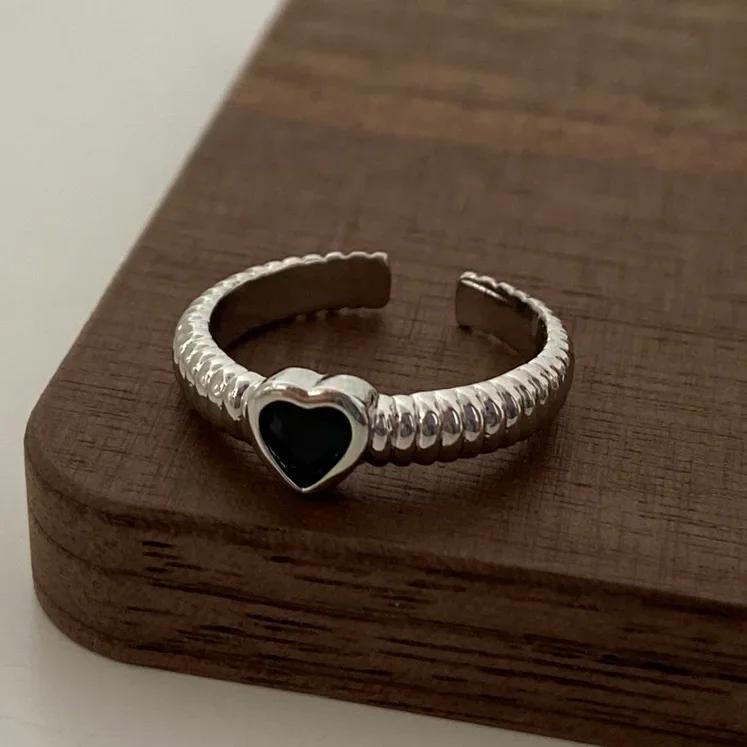 Ring Zircon Heart Rings For Women Cute Fine Jewelry Minimalist Adjustable Accessories Gift  HipHop Party Wedding Creative