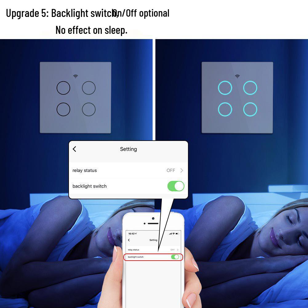 Smart Home WiFi Light Switch: 4-Gang Touch Control, App Timer, Alexa Voice Compatible