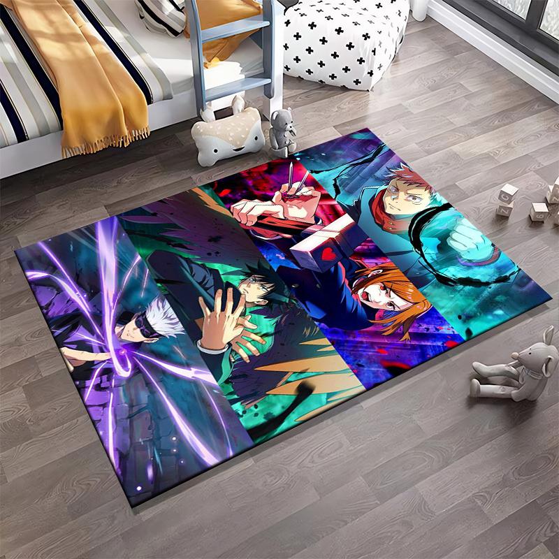 Anime Themed Carpet with Vibrant Colors Featuring Action Characters Suitable for use as an anti-slip for living room bedroom sofas