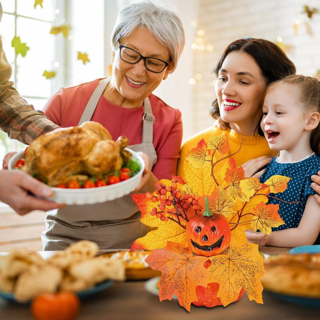 Artificial Pumpkins Halloween decorations Pumpkin ornaments Artificial pumpkin maple leaves Autumn home Decorative props