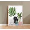 Watercolor Cute Kittens Potted Plant Canvas Print Cartoon Green Plants Animals Wall Art Postes for Modern Living Room Home Decor
