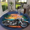 [Motocross Printed Carpet] Durable Home and Office Round Rug, Kitchen Farmhouse Decorative Floor Mat