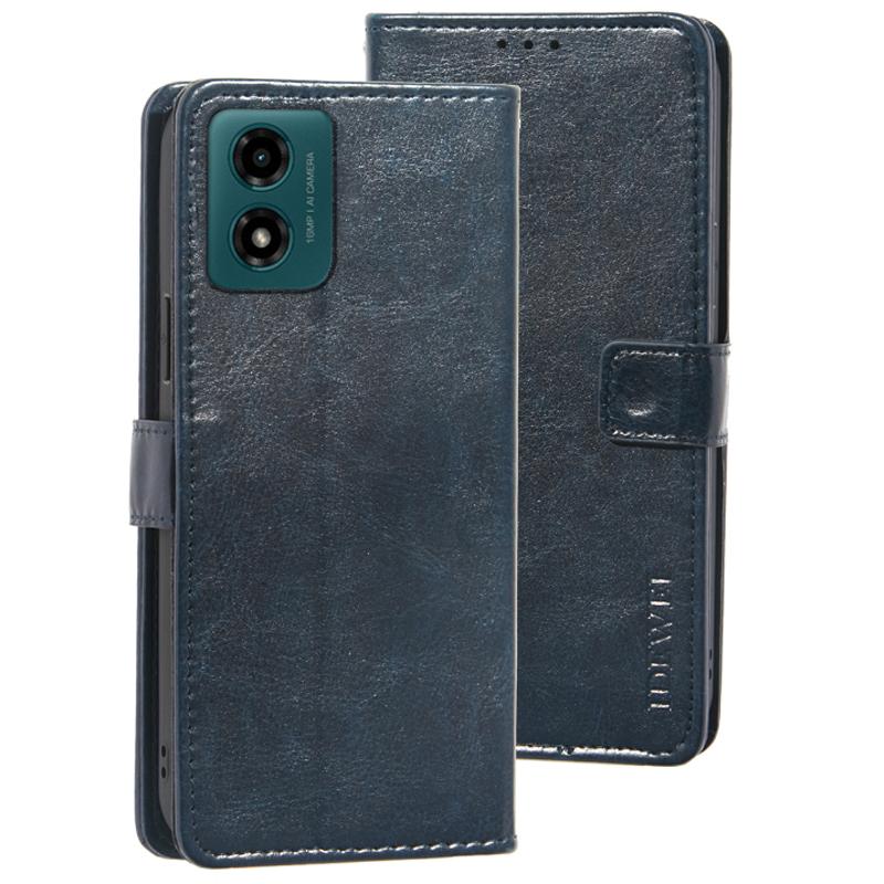 

IDEWEI For Motorola Moto E14 4G/G04 4G/G04s 4G/G24 4G Case Crazy Horse Texture Leather Wallet Cover B