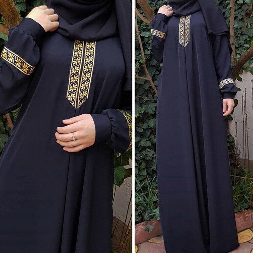 Amxleh Damen Abaya Kleid - Muslimische Gebetskleidung Schwarz Elegant