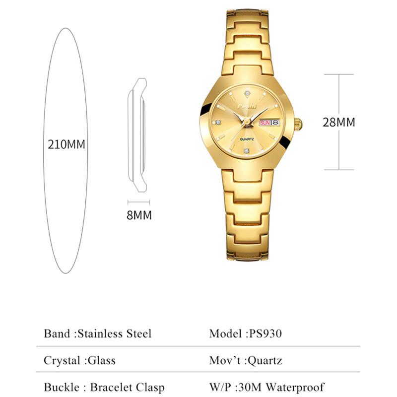 Luxury Women Watch Small Size Business Ladies Quartz Wristwatch Stainless Steel Band Waterproof Calendar Week Female Clock