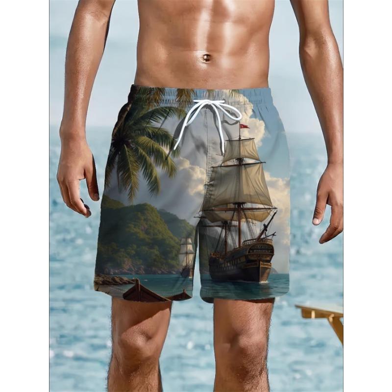 Men's Quick-drying and Breathable Beach Shorts with Colorful Prints, Are Perfect for Use At Outdoor Activities.