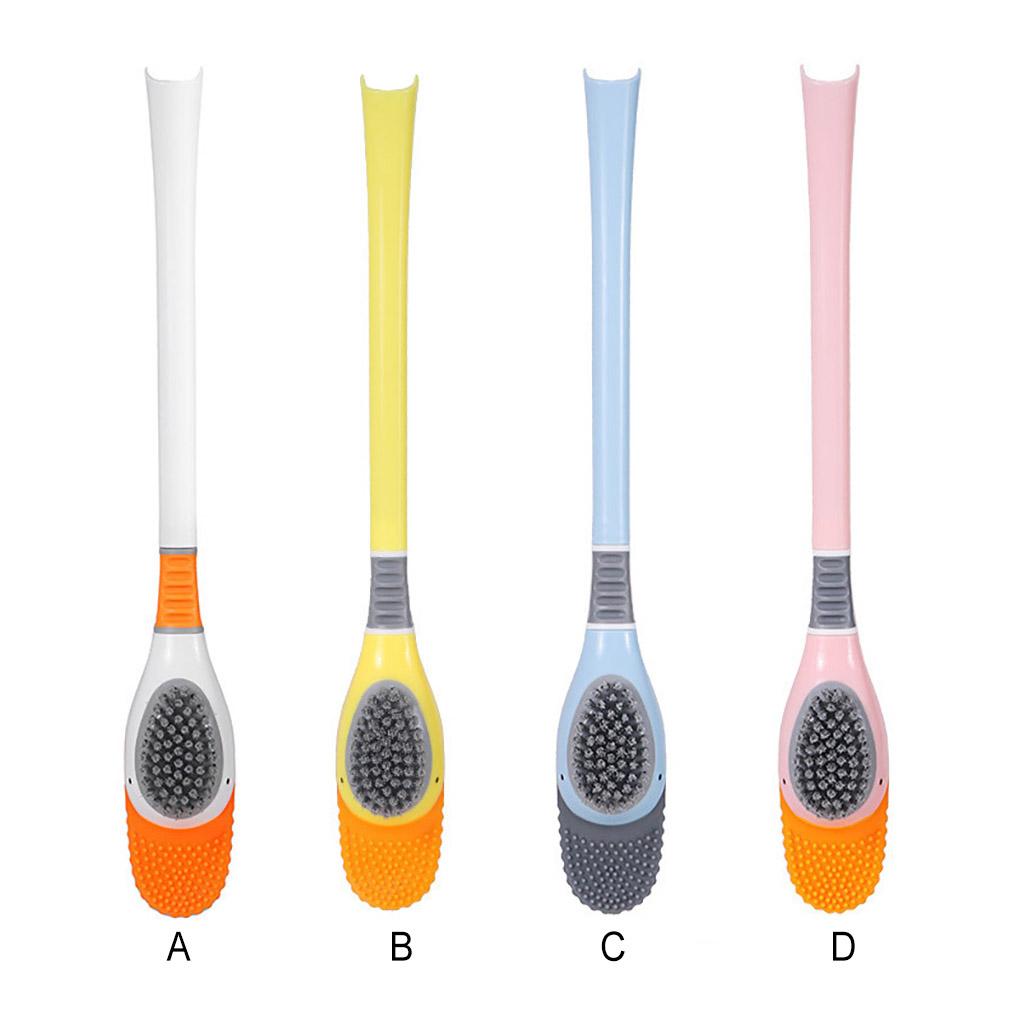 Toilet Brush Holder Cute Silicone Scrubber with Long Handle Quick Drying Bracket Flexible Brushes Bathroom Cleaning Accessories