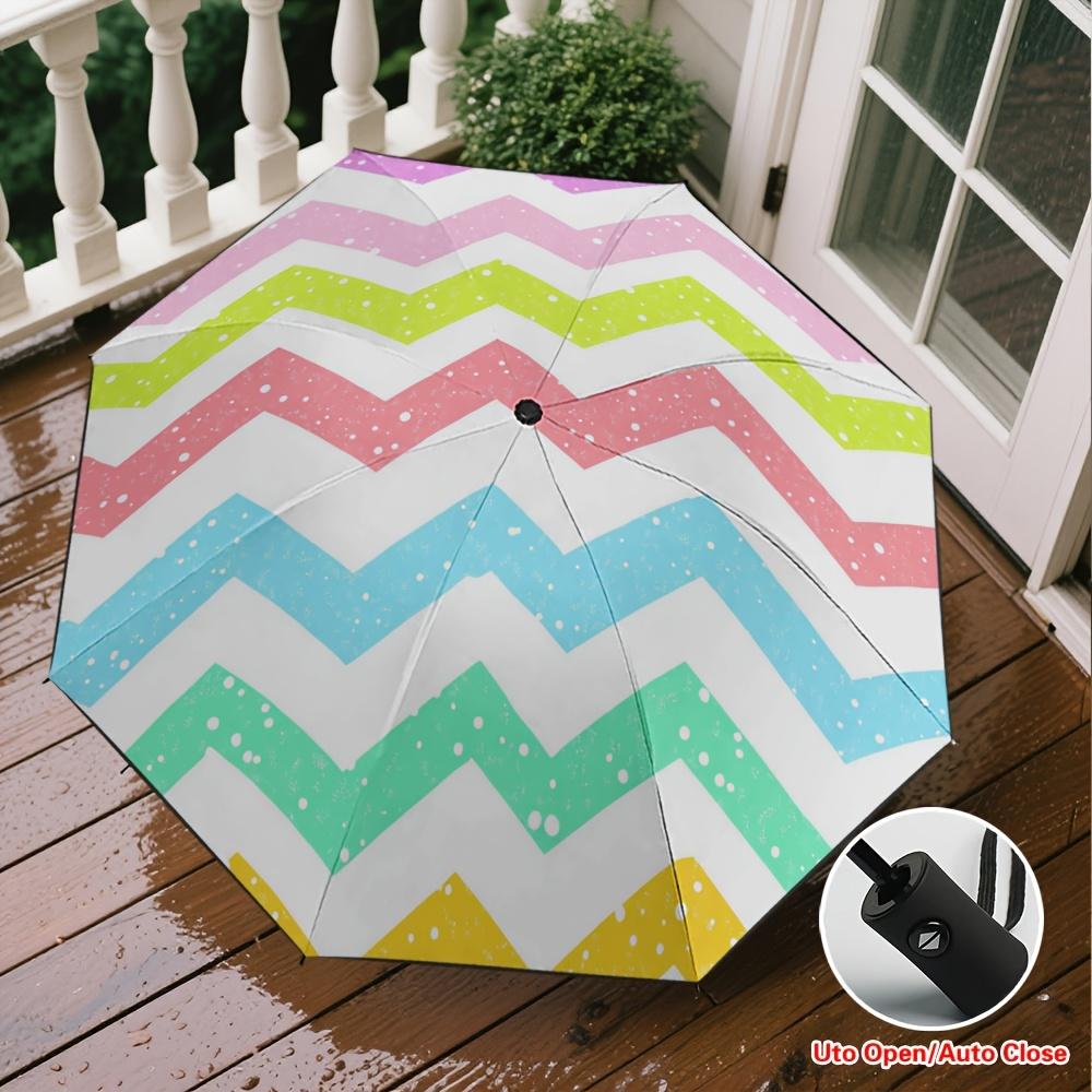 

Compact Colorful Zigzag Pattern Reverse Folding Umbrella - Anti-Inverting Tech & 8 Memory Bones, for Car/Bus Commute, Compact Iron&8K