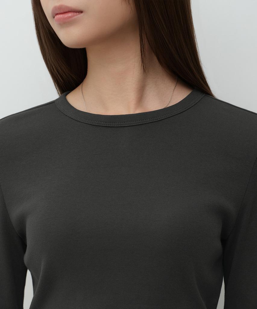 MUSINSA STANDARD WOMAN Women'S Slim Crew Neck Long Sleeve T-Shirt [Charcoal Gray]