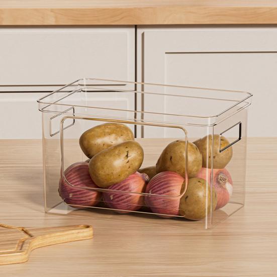 Dispenser per Sacchi della Spazzatura Portasacchi Impilabile con Coperchio in Bambù Organizzatore Trasparente in Plastica per Sacchi della Spazzatura per Cucina Lavanderia Dispensa Sotto il Lavello