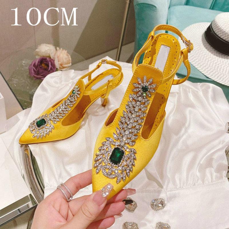 Mode 2025 Sommer Neu Spitz Stiletto High Heels Weibliches Temperament Sexy Diamant Schöne Hochzeitsschuhe Nach Leerkopf Sandalen