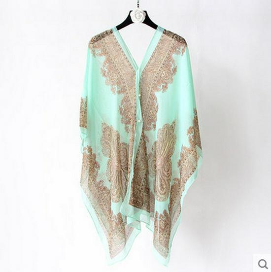 Versatile Chiffon Shawl Scarf: Women's Multi-Functional Sun Protection, Beach Towel, and Super Long Wrap for Spring/Summer.