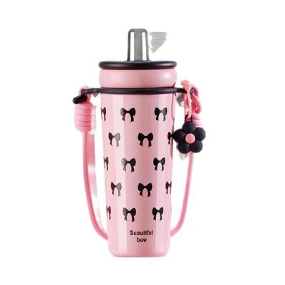 Water Bottle Girls Stainless Steel Straw Thermos Cup Office Portable Large Capacity Cute Water Cup